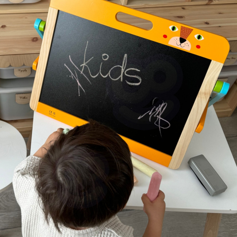 TOOKY TOY Edukacinė 2-in-1 magnetinė kreidinė lenta vaikams Magnetai Kempinė 6 el.