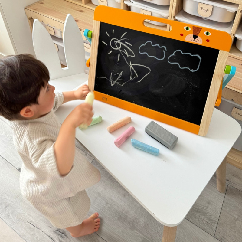 TOOKY TOY Образовательная магнитно-меловая доска 2в1 для детей Магниты Губки 6 шт.