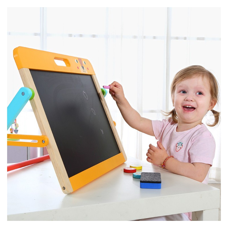 TOOKY TOY Образовательная магнитно-меловая доска 2в1 для детей Магниты Губки 6 шт.
