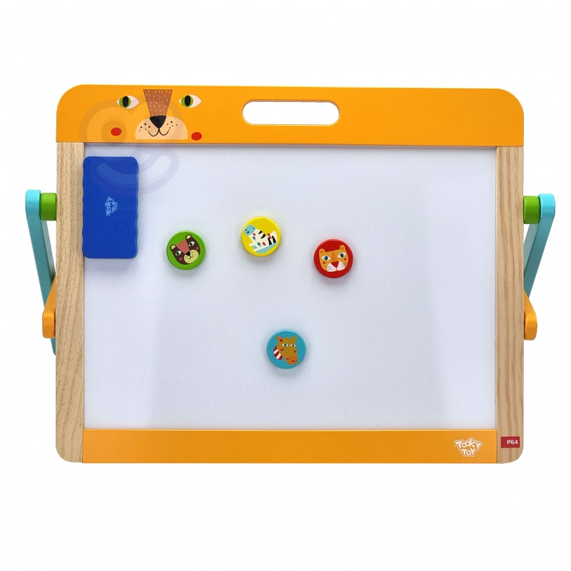 TOOKY TOY Образовательная магнитно-меловая доска 2в1 для детей Магниты Губки 6 шт.