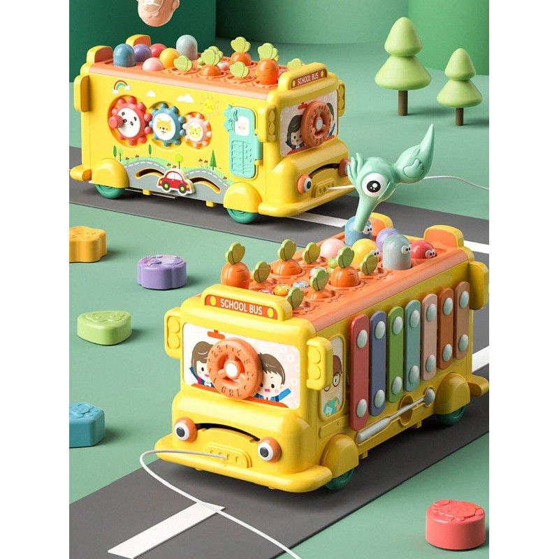 WOOPIE BABY Interactive Montessori Bus Educational 6 in 1 Hammer Cymbals +18 m