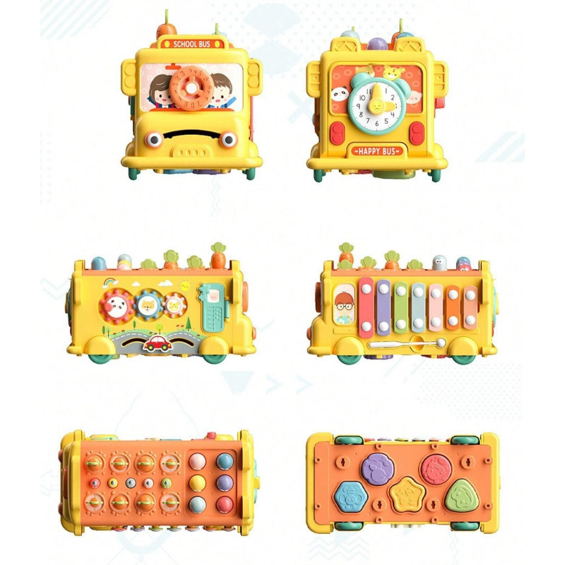 WOOPIE BABY Interactive Montessori Bus Educational 6 in 1 Hammer Cymbals +18 m