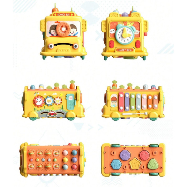 WOOPIE BABY Interaktyvus Montessori edukacinis autobusiukas 6in1 plaktukai +18 m WOOPIE BABY Interaktyvus Montessori edukacinis autobusiukas 6in1 plaktukai +18 m