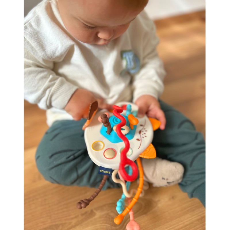 WOOPIE BABY Sensorinis žaislas Montessori kramtukas Rattle Multifunkcinis lapė
