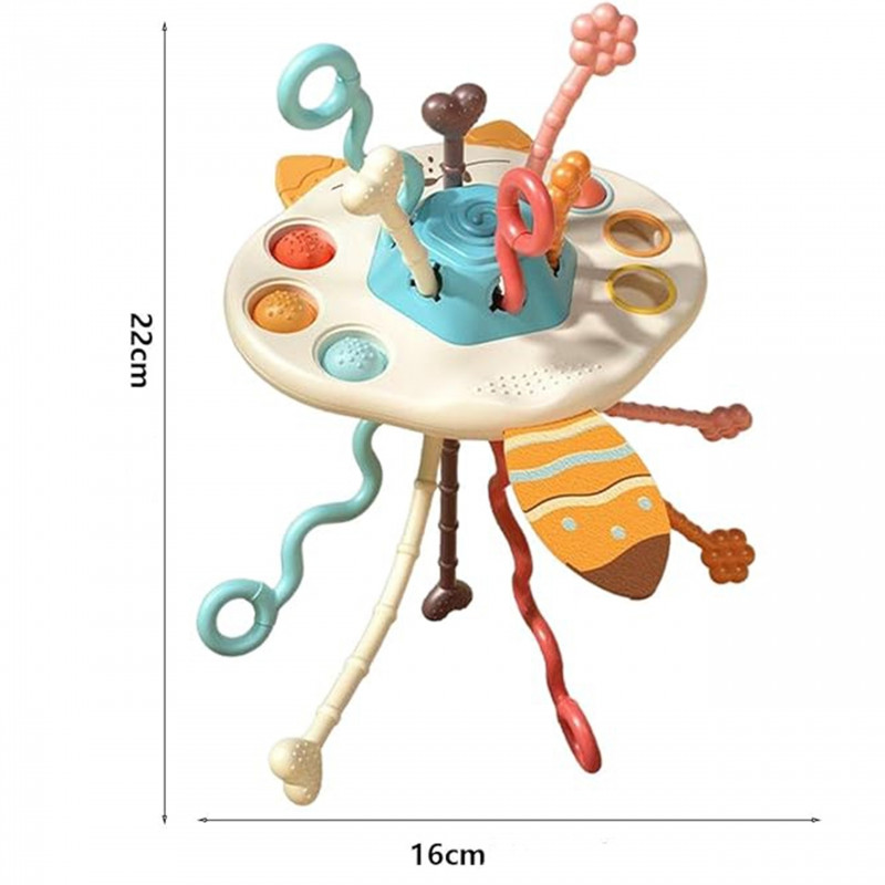 WOOPIE BABY Sensorinis žaislas Montessori kramtukas Rattle Multifunkcinis lapė