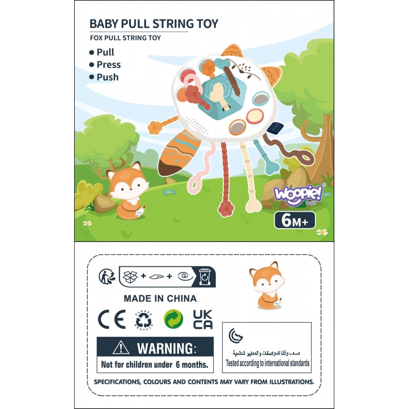 WOOPIE BABY Sensorinis žaislas Montessori kramtukas Rattle Multifunkcinis lapė