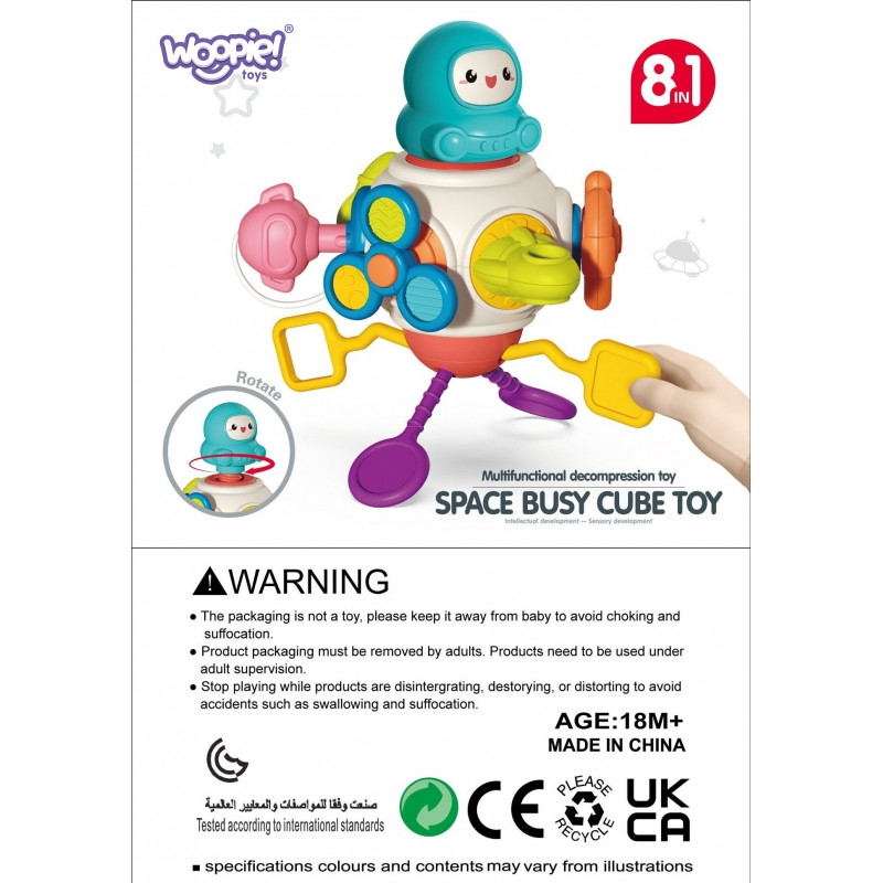 Сенсорный кубик Монтессори WOOPIE BABY 8 в 1