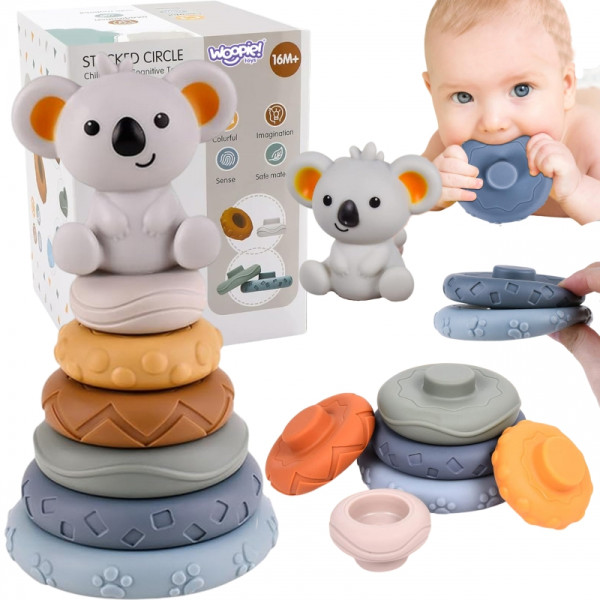 WOOPIE BABY Koala 2-в-1 развивающий прорезыватель для зубов в форме пирамидки