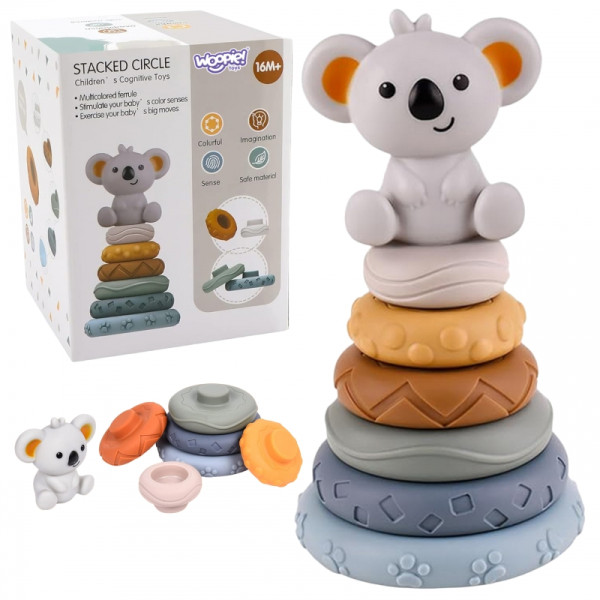 WOOPIE BABY Koala lavinamasis piramidės 2-in-1 kramtukų rinkinys WOOPIE BABY Koala lavinamasis piramidės 2-in-1 kramtukų rinkinys