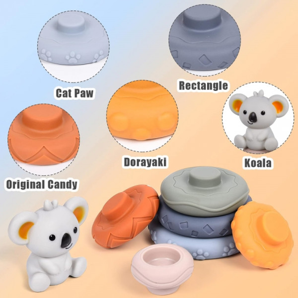 WOOPIE BABY Koala lavinamasis piramidės 2-in-1 kramtukų rinkinys WOOPIE BABY Koala lavinamasis piramidės 2-in-1 kramtukų rinkinys
