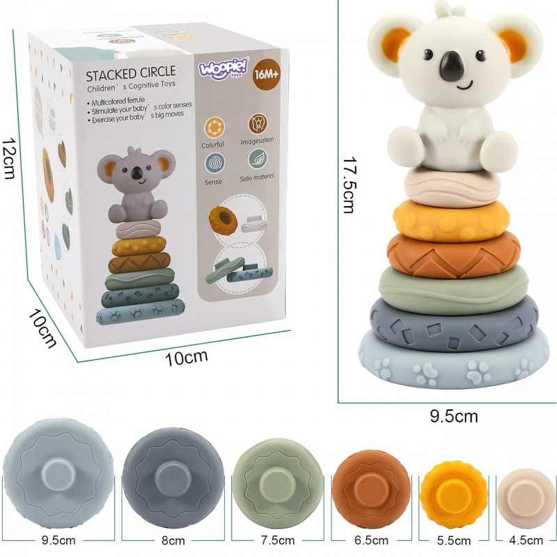 WOOPIE BABY Koala lavinamasis piramidės 2-in-1 kramtukų rinkinys