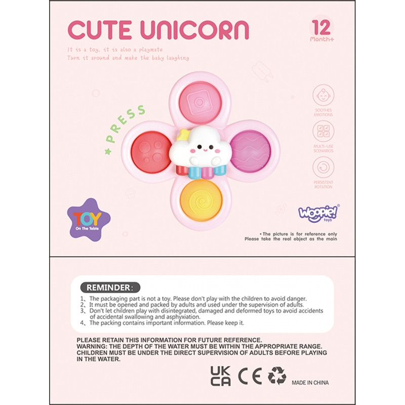 WOOPIE BABY Space Spinner Pop-it Sensory Toy Keičiamas 3 vnt. rožinės spalvos.