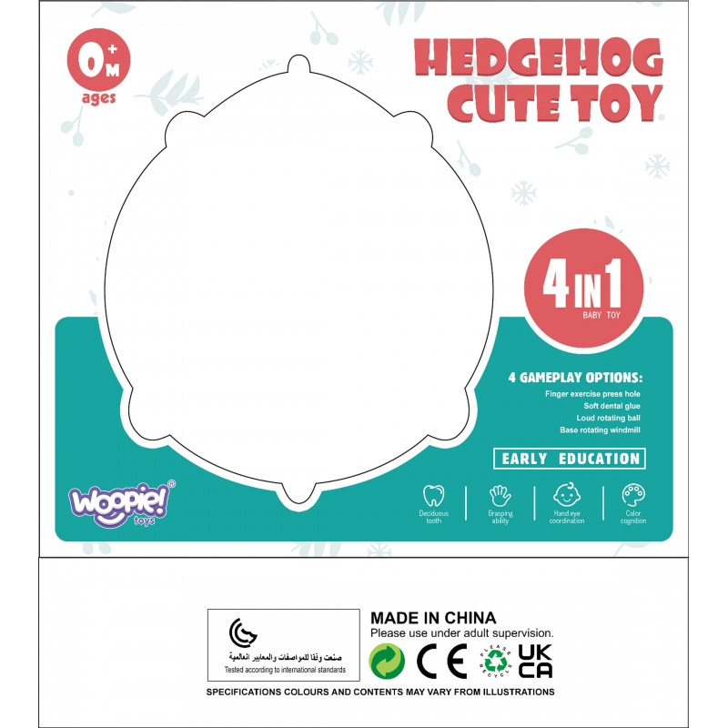 WOOPIE BABY Sensory 4-in-1 ežiukas "Pop-it" aktyvuojantis žaislas