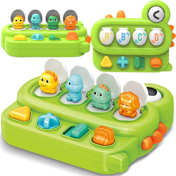 WOOPIE BABY edukacinis iššokantis dinozaurų POP-UP žaislas WOOPIE BABY edukacinis iššokantis dinozaurų POP-UP žaislas