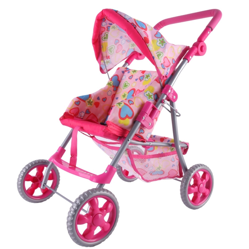 WOOPIE ROYAL Lėlių vežimėlis Vežimėlis su širdelėmis Spalvotas