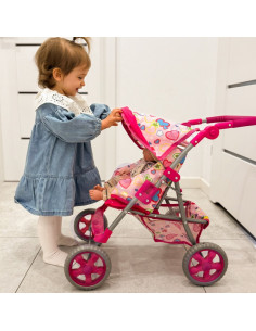 WOOPIE ROYAL Lėlių vežimėlis Vežimėlis su širdelėmis Spalvotas 2