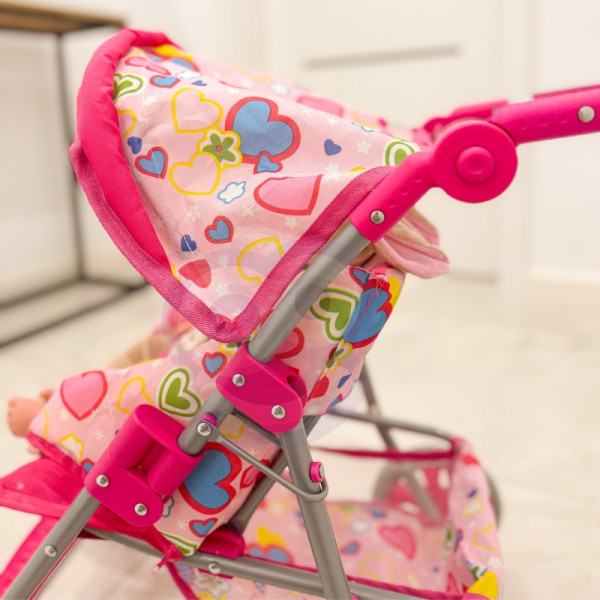 WOOPIE ROYAL Lėlių vežimėlis Vežimėlis su širdelėmis Spalvotas