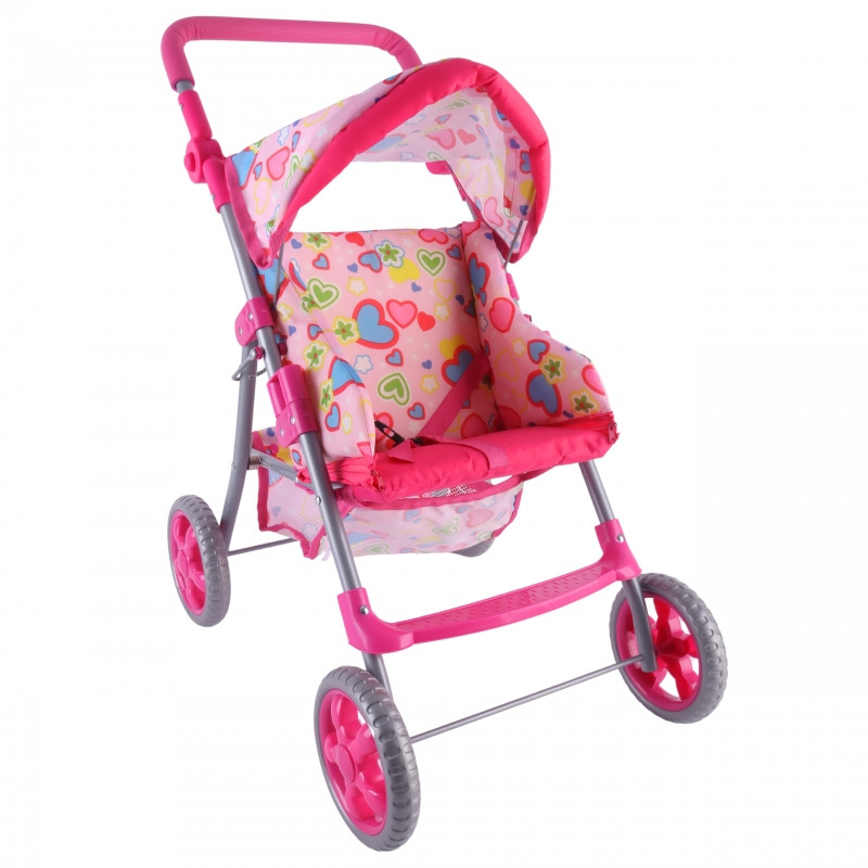 WOOPIE ROYAL Lėlių vežimėlis Vežimėlis su širdelėmis Spalvotas