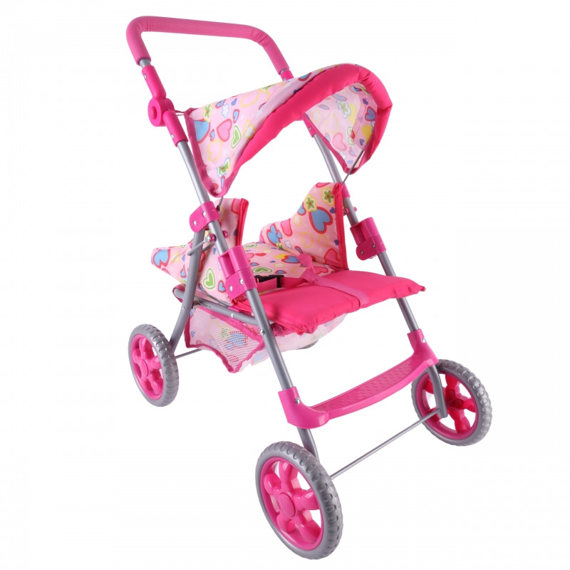 WOOPIE ROYAL Lėlių vežimėlis Vežimėlis su širdelėmis Spalvotas