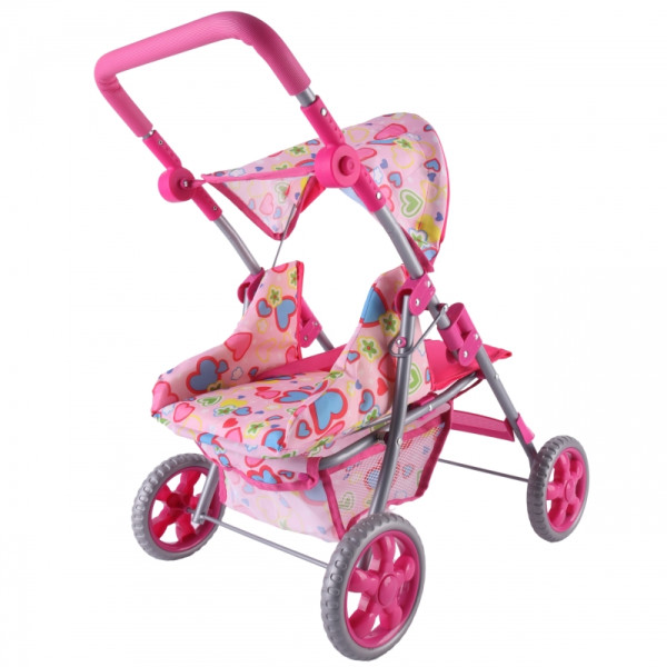 WOOPIE ROYAL Lėlių vežimėlis Vežimėlis su širdelėmis Spalvotas