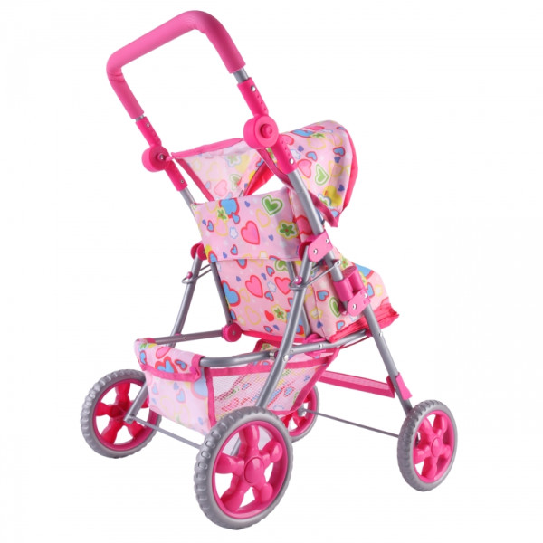 WOOPIE ROYAL Lėlių vežimėlis Vežimėlis su širdelėmis Spalvotas