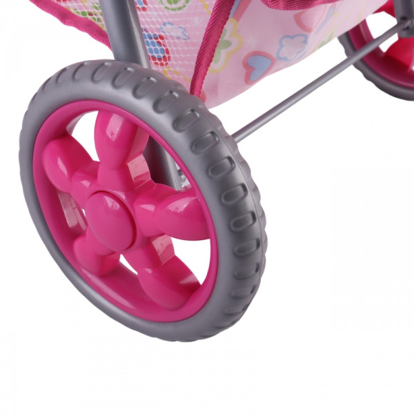 WOOPIE ROYAL Lėlių vežimėlis Vežimėlis su širdelėmis Spalvotas