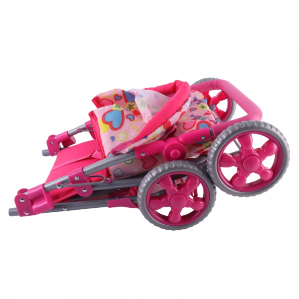 WOOPIE ROYAL Lėlių vežimėlis Vežimėlis su širdelėmis Spalvotas