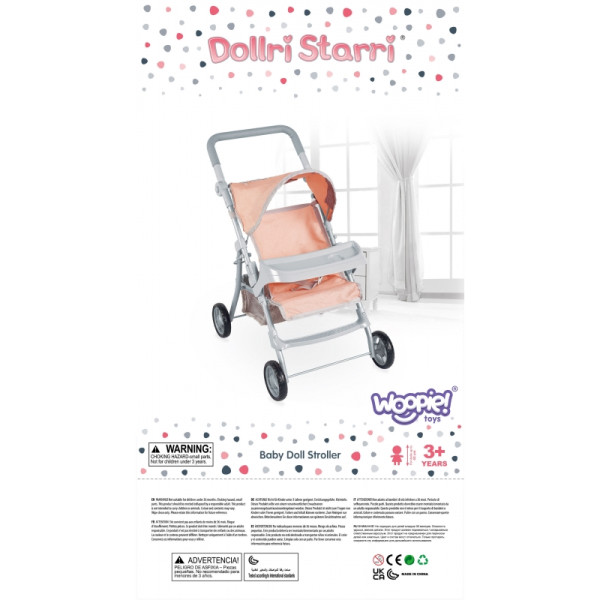 WOOPIE ROYAL Lėlių vežimėlis Vežimėlis su širdelėmis Spalvotas