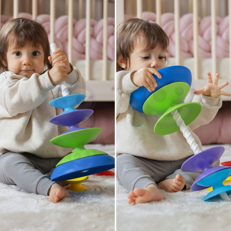 WOOPIE BABY Spalvoto bokšto edukacinė piramidės dėlionė 18m+