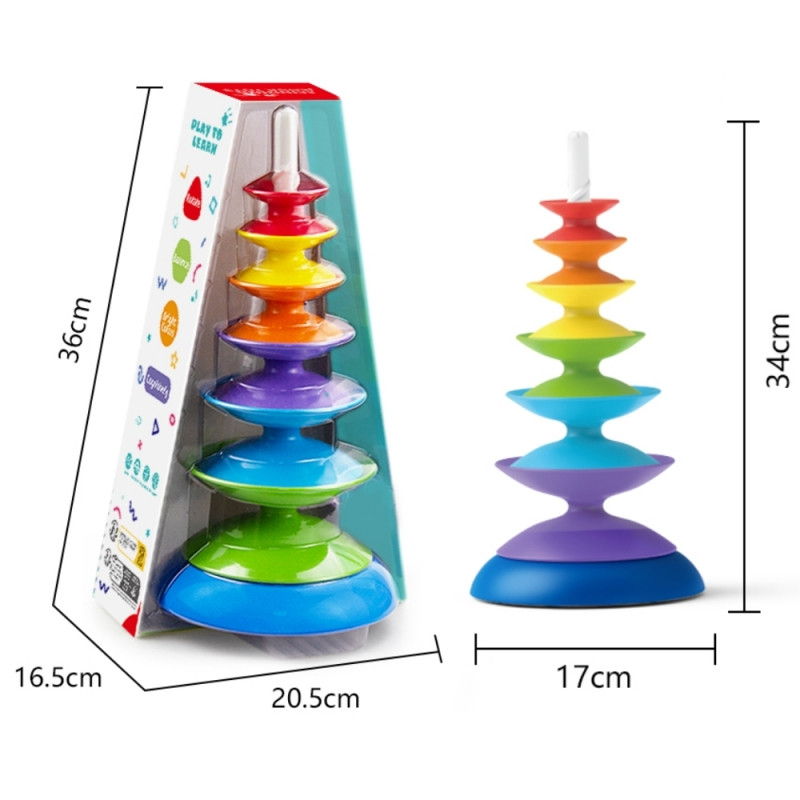 WOOPIE BABY Разноцветная башня-головоломка «Пирамида» Обучающая игра для детей от 18 месяцев