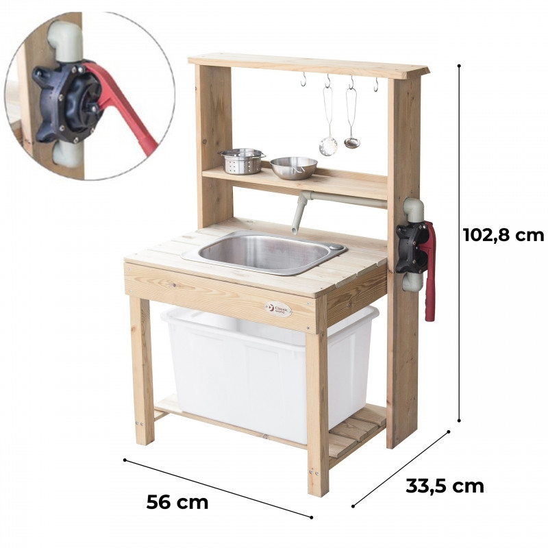 CLASSIC WORLD EDU Large Wooden Sink Kitchen Real Water