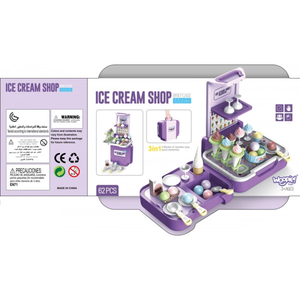 WOOPIE Мороженое 3 в 1, кухонный магазин, портативное, 62 предмета.
