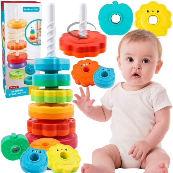 WOOPIE BABY Edukacinė piramidė "Twisted Tower Animals