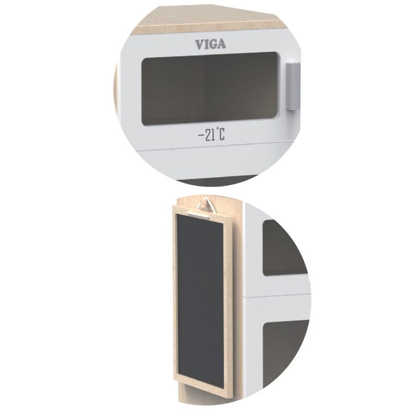 "Viga" medinis šaldytuvas su kreidine lenta