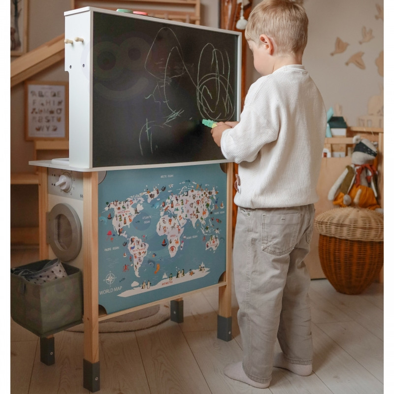 WOOPIE GREEN Drewniana Interaktywna Kuchnia 9w1 z Pralką i Tablicą