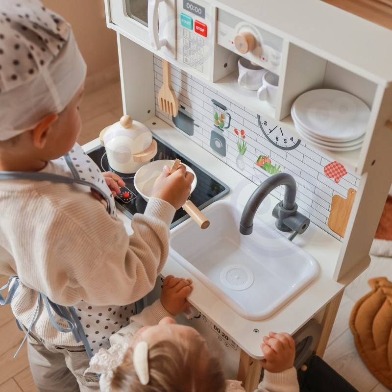 WOOPIE GREEN Drewniana Interaktywna Kuchnia 9w1 z Pralką i Tablicą