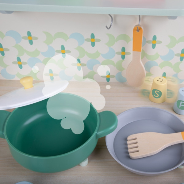 CLASSIC WORLD medinė XXL universali virtuvė su skalbimo mašina ir priedais