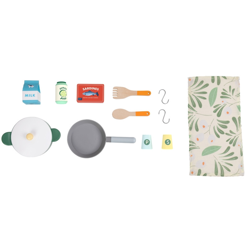 CLASSIC WORLD medinė XXL universali virtuvė su skalbimo mašina ir priedais