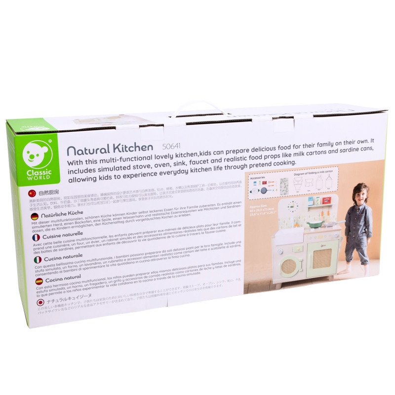 CLASSIC WORLD medinė XXL universali virtuvė su skalbimo mašina ir priedais