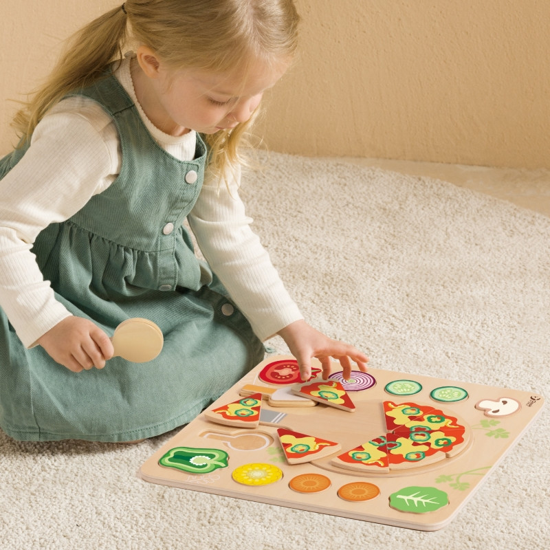 CLASSIC WORLD Деревянная пицца-резак Овощи Пазл 22 предмета.