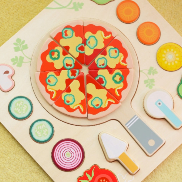 CLASSIC WORLD Medinė picos pjaustymo dėlionė Daržovės 22 el.