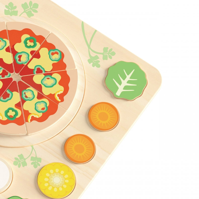 CLASSIC WORLD Medinė picos pjaustymo dėlionė Daržovės 22 el.