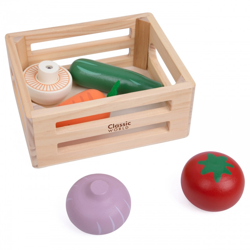 CLASSIC WORLD Набор деревянных овощей в корзине 6 шт.