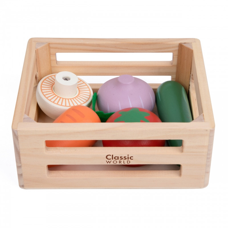 CLASSIC WORLD Набор деревянных овощей в корзине 6 шт.
