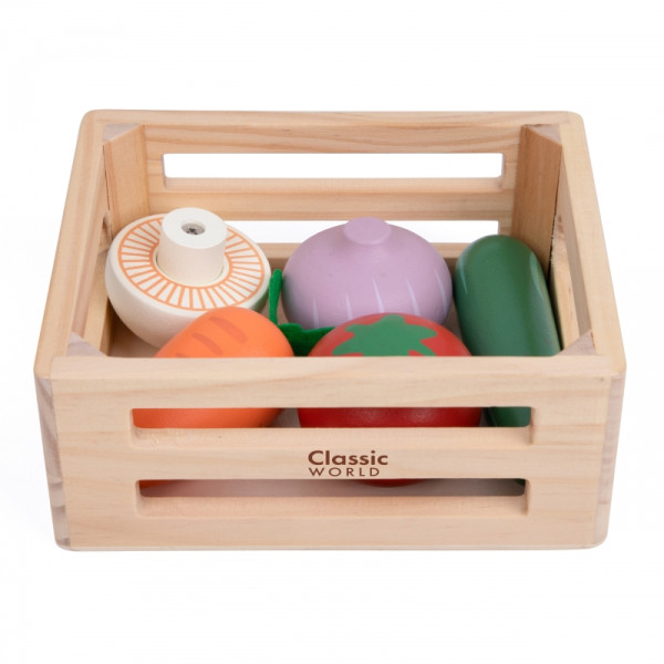 CLASSIC WORLD Zestaw Drewnianych Warzyw w Koszyku 6 el.