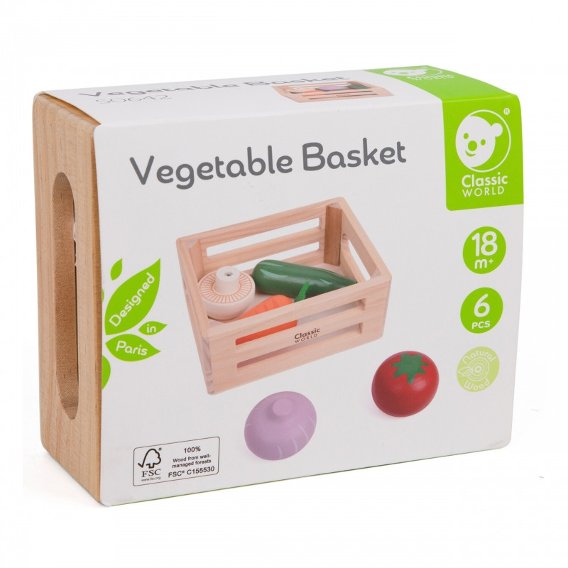 CLASSIC WORLD Набор деревянных овощей в корзине 6 шт.