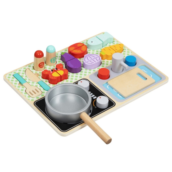 TOOKY TOY medinė virtuvė su priedais - mažojo virėjo rinkinys TOOKY TOY medinė virtuvė su priedais - mažojo virėjo rinkinys