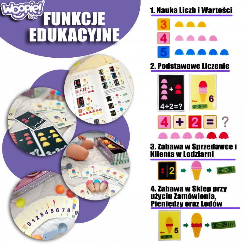 WOOPIE Edukacinė ledų parduotuvė XXL Restoranas + mokymasis skaičiuoti 87 el.
