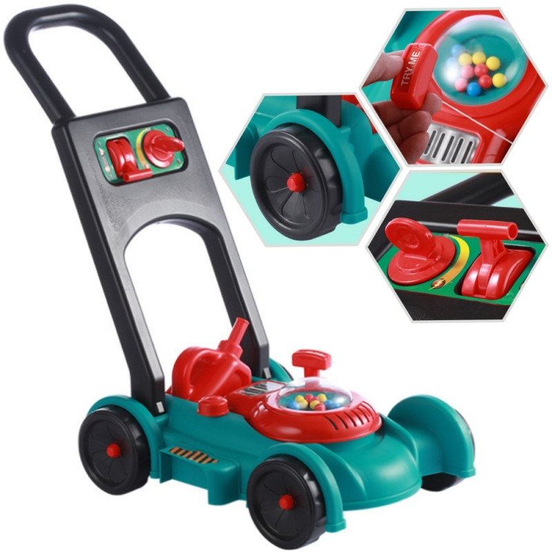 WOOPIE Lawn Mower for Kids Sound + Helmet Canister Set