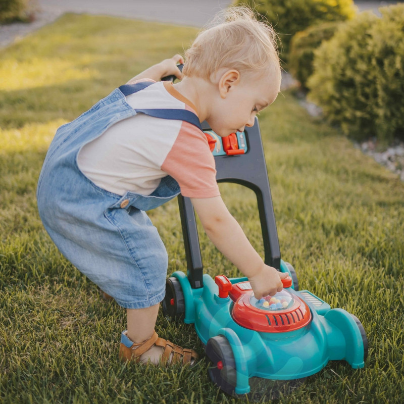 WOOPIE Lawn Mower for Kids Sound + Helmet Canister Set
